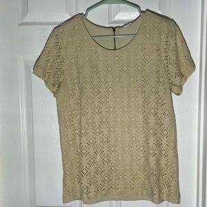 Hans Crochet Front Mixed Material Top